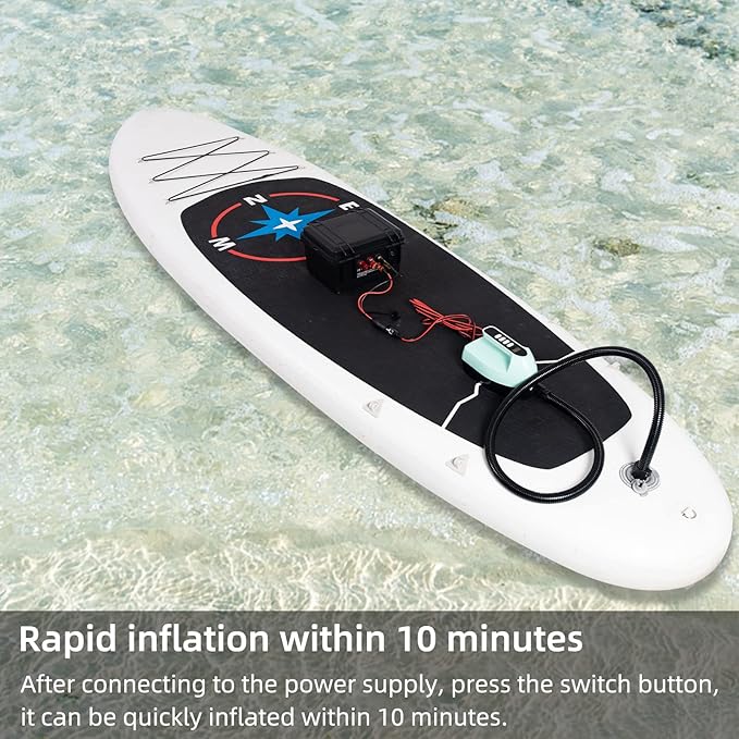 LEDONNE SUP Electric Air Pump Portable Electric Pump for SUP with Digital LCD and Power Switch Button Max Pressure17.4 PSI 12V DC Comes with Car Plug and Battery Clamps, Price-Off Promotions