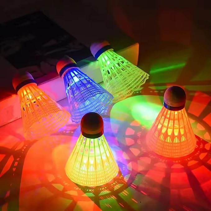 LED Badminton Birdies 4/5/6 PCS,Nylon Glow in The Dark Badminton Shuttlecocks,Goose Feather Colourful Lighting Birdies, Plastic Light Up Birdie Balls for Indoor Outdoor Sports Activities