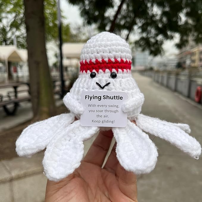 Emotional Support Badminton Gifts, Crocheted Badminton Plush Decor, Funny Positive Crochet Badminton Stuffed Doll Plushies