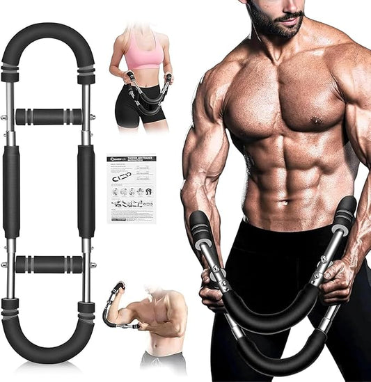 Twister Arm Trainer, Adjustable Spring Chest Expander and Forearm Strengthener, Triceps, Biceps, Shoulder, Back & Thigh Workout bar Equipment, Portable Upper Body Exerciser for Home Fitness