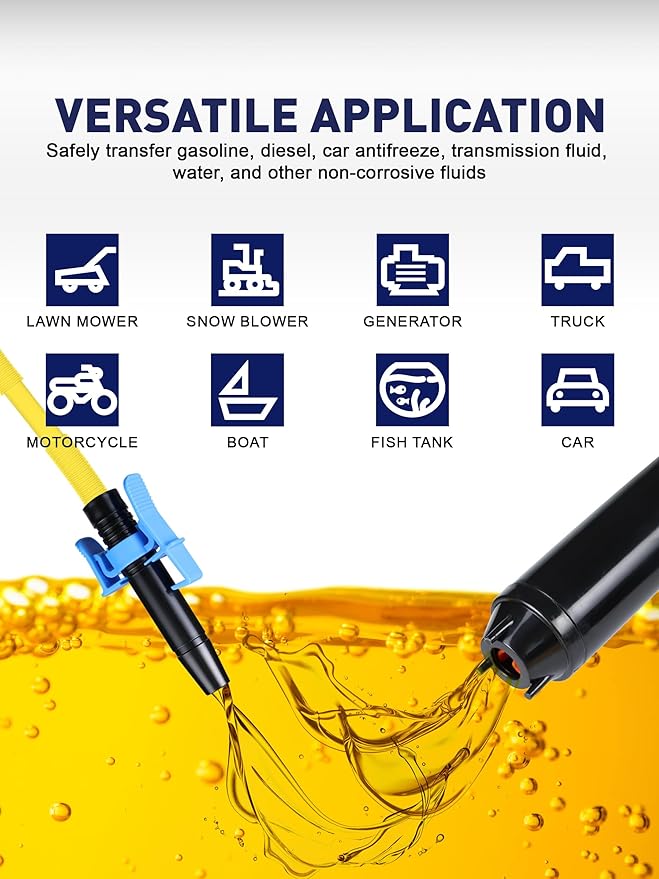 SMART JERRY - Battery Operated Fuel Pump | Electric Oil Transfer Pump for Gasoline, Diesel, Water, Transmission | 3 GPM Hand Pump with Locking Clip, Water Siphon Pump