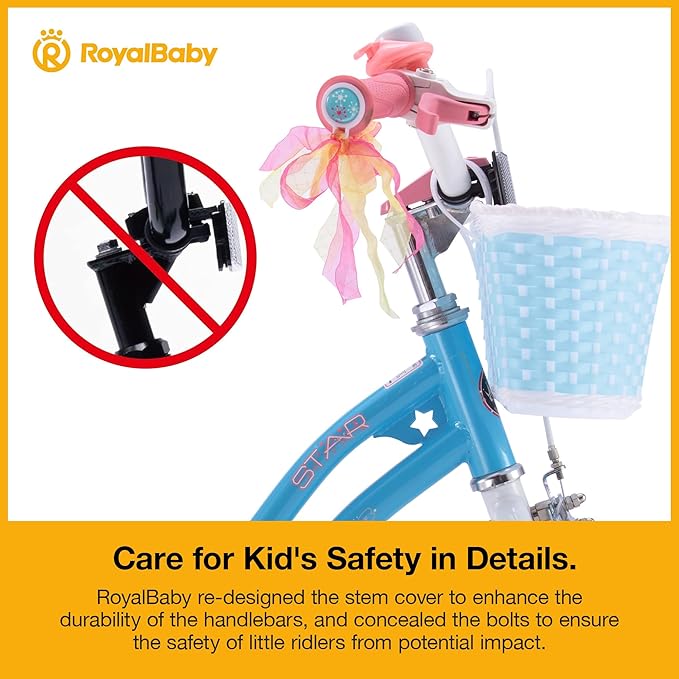 RoyalBaby Girls Bike EZ Bike Stargirl Training Free Balance to Pedal Easy Learning Bicycle, 12-20 Inch for Toddlers & Big Kids.