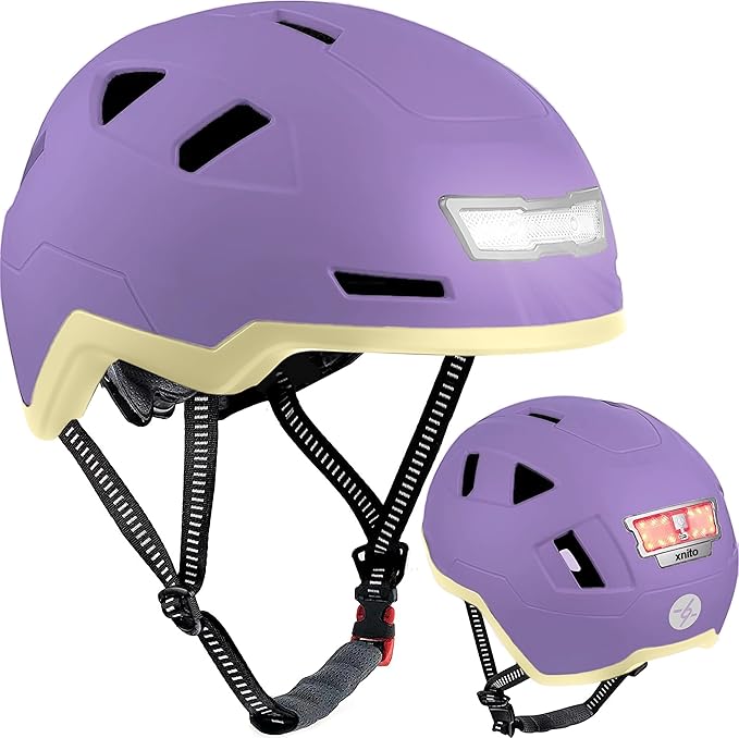 Bike Helmet with LED Lights - Urban Bicycle Helmet for Adults, Men & Women - CPSC & NTA-8776 Dual Certified - Class 3 E-Bikes, Scooters, Onewheel, Commuter, Mountain