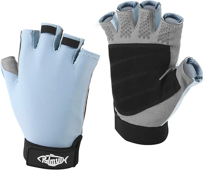 Palmyth UV Fishing Gloves Sun Protection Fingerless Kayaking Glove Men Women UPF 50+ SPF for Sailing, Hiking, Paddling, Canoeing, Rowing, Driving