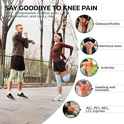Compression Knee Brace for Women & Men, 2 Pack AOCELL Knee Sleeve Support for Knee Joint Pain Relief, ACL, Meniscus Tear, Arthritis - Breathable for Workout, Running, Gym, Sports, Fitness S