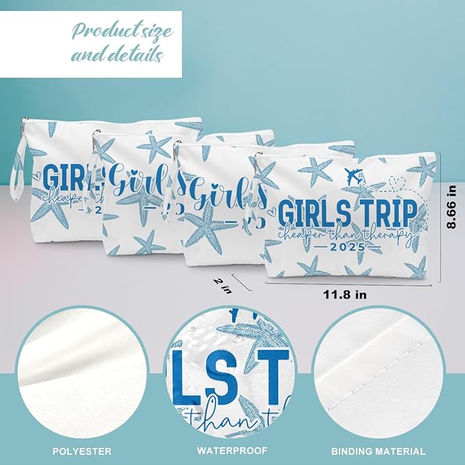 Fokongna 4PCS Girls Trip Gifts Favors Starfish Wet Bag Wet Dry Bag Beach Bag for Swimsuit Toiletry Bag Travel Essentials For Women, Beach Travel Gym Wet Dry Bag for Swimsuit Dirty Diaper Bag