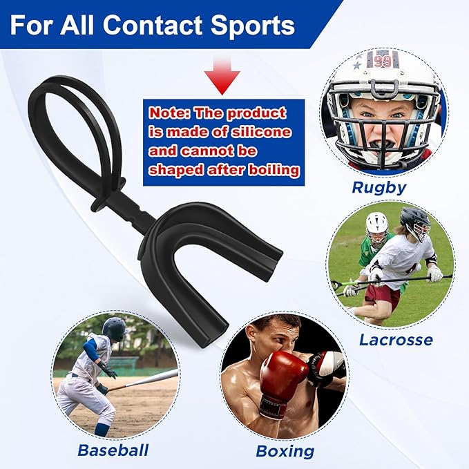 Kanayu 30 Pcs Strapped Mouth Guard No Boil Mouth Guard Soft Sports Mouthguard with Strap Mouth Protector for Adult Youth Boxing Basketball Hockey Lacrosse Wrestling Rugby