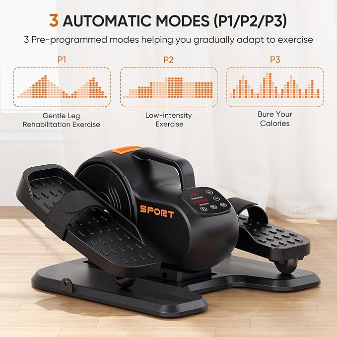 Dripex Under Desk Elliptical Machine, 3-in-1 Electric Ellipse Leg Exerciser As Seen On TV, 10 Adjustable Speed & Resistance, Seated Pedal Exerciser for Seniors with Remote, Fully Assembled