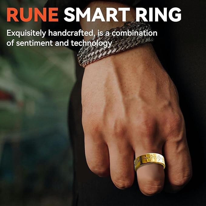 Ultra Smart Ring for Women Men,Health Fitness Tracker with Sleep/Blood Pressure/Oxygen Monitoring, Heart Rate & Activity Tracking,IP68 Waterproof, 5+Day Battery,No Subscription Fee 1-Gold 7