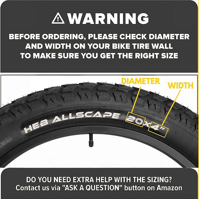 Allscape 20x4.0 Fat Tire E-Bike Tires – Heavy Duty 20 Inch Bike Tires for Electric Bikes & Mountain Bikes, All-Terrain Grip, Puncture Resistance, Trail Ready – 2 Pack – USA Customer Support