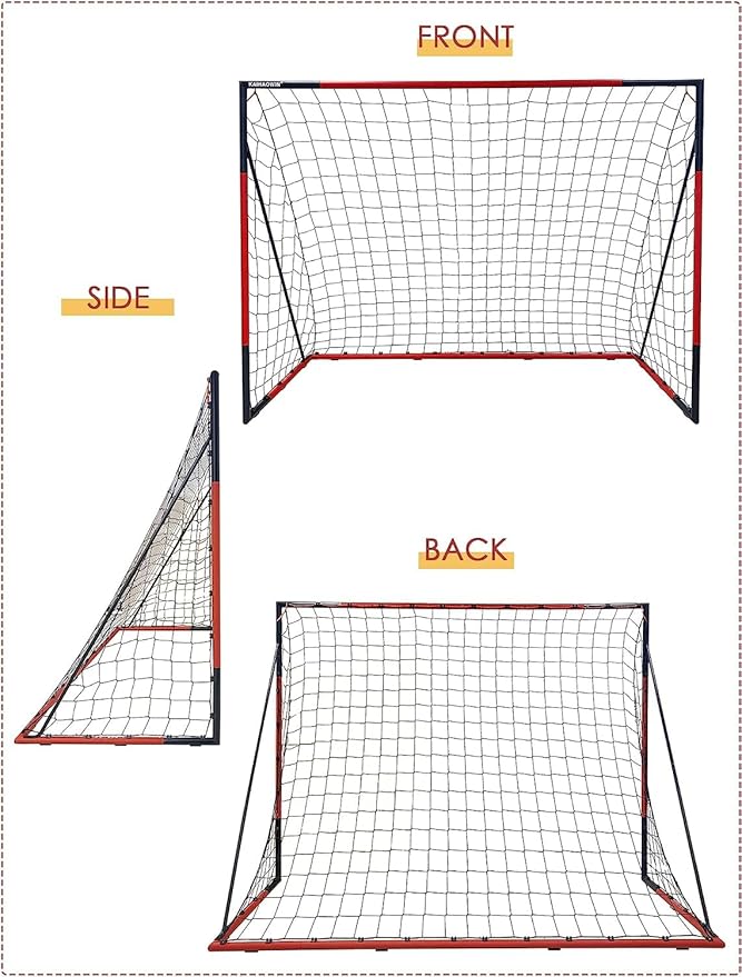 KAIHAOWIN Soccer Goal 3'x2.5'|6'x4'|8'x6'|10'x6.6'-Steel Frame Goal Post All Weather Soccer Net-Quick Assembly Training Sports Soccer Goals for Backyard Indoor Outdoor-Heavy Duty Metal Soccer Goals