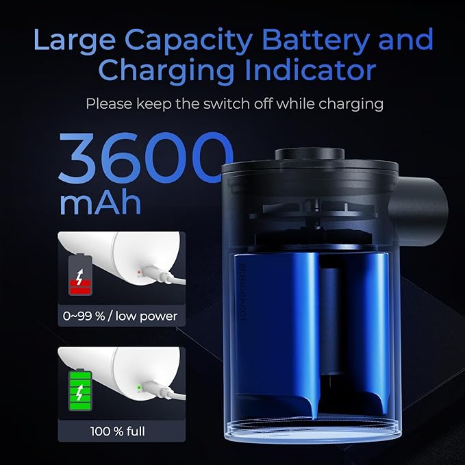 FLEXTAILGEAR MAX Pump Portable Air Pump with 3600mAH Battery USB Rechargeable Air Pump-Quick Inflate Deflate for Sleeping Pads, Air Mattress, Pool Toys, Swimming Ring, Air Bed (Space Gray)