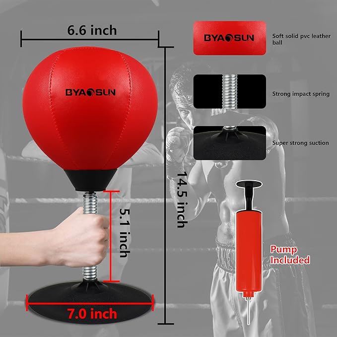 Desktop Punching Bag,Portable Strong Suction Cup Boxing Bag Speed Balls,for Home or Office Boxing Stress Relief Training,Fun Gift for Family or Boss or Coworker