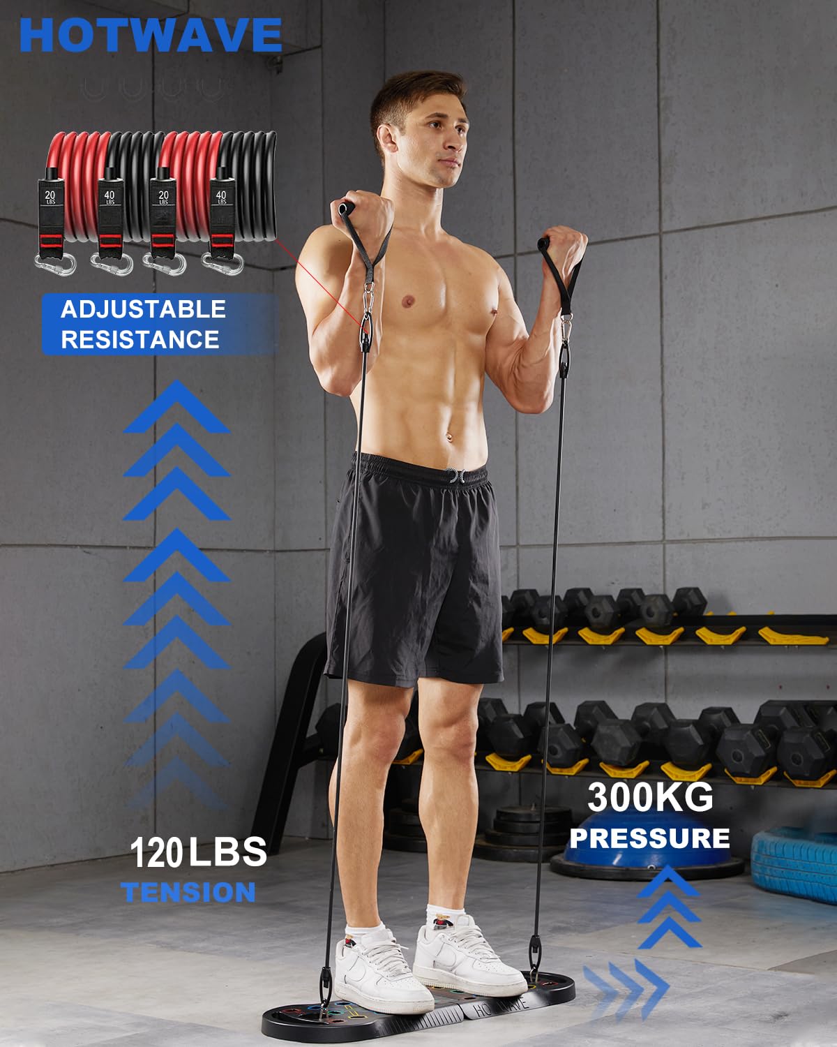 HOTWAVE Push Up Board, Portable PushUp Board, Foldable 20 in 1 Push Up Bar