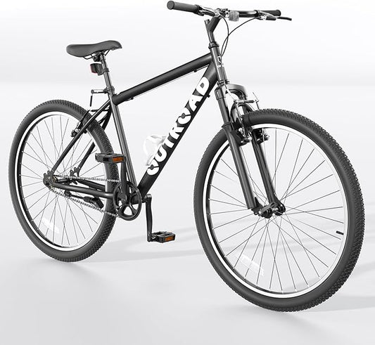 Betterland 26 Inch Mountain Bike, Adult Bike with Dual V Brakes, High Carbon Steel Frame,Front Suspension, with Adjustable Ergonomic Seat Bicycle (X5 Black)