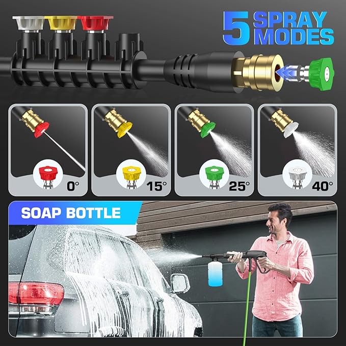 4800 PSI Pressure Cleaner- 4.0 GPM High Power Cleaner with 33FT Hose Reel, 4 Spray Tips and Soap Bottle for Car Washing, Fence Cleaning, Patio Maintenance（Upgraded）(Light Blue)