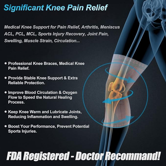 NEENCA Professional Knee Brace for Pain Relief, Medical Knee Support with Patella Pad & Side Stabilizers, Compression Knee Sleeve for Meniscus Tear, ACL, Joint Pain, Runner, Workout - FSA/HSA APPROVED