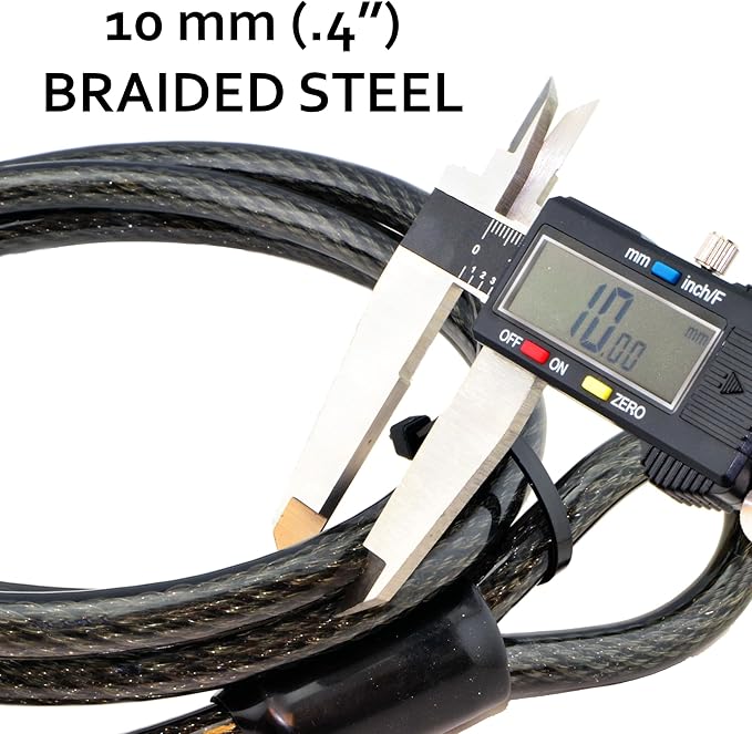 Lumintrail 10mm Heavy-Duty Security Cable, Vinyl Coated Braided Steel with Sealed Looped Ends (4', 7', 10', 15', or 30') (30-FT)