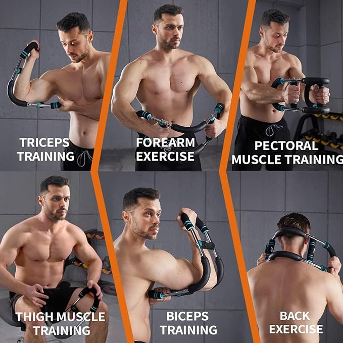 Twister Arm Trainer for Upper Body Workout – 90-160lb Adjustable Resistance Strength Training Bar for Chest, Biceps, Shoulders & Forearms | Home Gym Equipment for Men