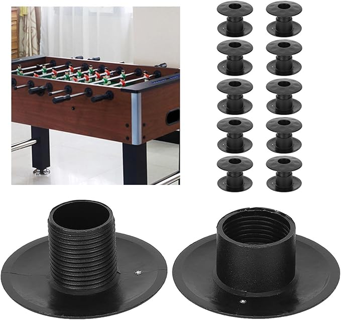 10 Pair of Foosball Machine Bushings,Threaded Structure Foosball Table Parts, Light Weight Table Football Bushings Rods, Black