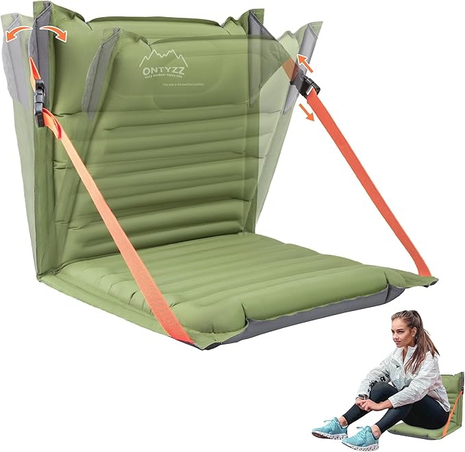 ONTYZZ Stadium Seats with Back Support Inflatable Portable Folding Comfort Seat Waterproof Cushion with Backrest for Sports Events Stadium and Camping