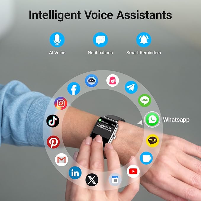 Fitpolo Smart Watch for Men Women, Stainless Steel Bezel Fitness Tracker (Make/Answer Calls), IP68 Waterproof, Heart Rate SpO2 Monitor, Sleep & Activity Tracking Smartwatch for Android Phones iPhone