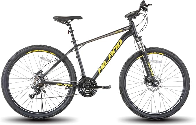 HILAND 27.5 inch Mountain Bike 21 Speeds, Lock-Out Suspension Fork, Aluminum Frame Hydraulic Disc-Brake for Men Women Mens MTB Bicycle Adlut Bike