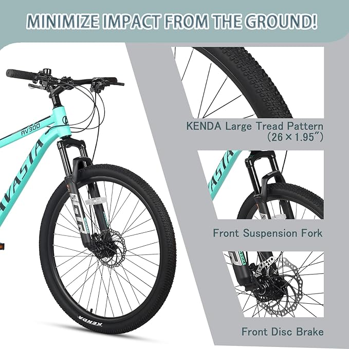 AVASTA AV300 26 27.5 inch Mountain Bike with 21-Speed，Aluminum Frame, Dual Disc Brake, Comfortable Saddle,Multiple Colors