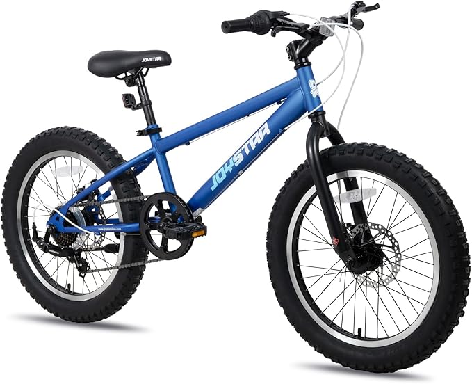 JOYSTAR 20 Inch Mountain Bike for Kids Ages 7-12 Year Old, 3-Inch Wide Knobby Tires, 7 Speed Shimano Drivetrain, Disc Brakes, Fat Tire Kids Bicycles for Boys Girls