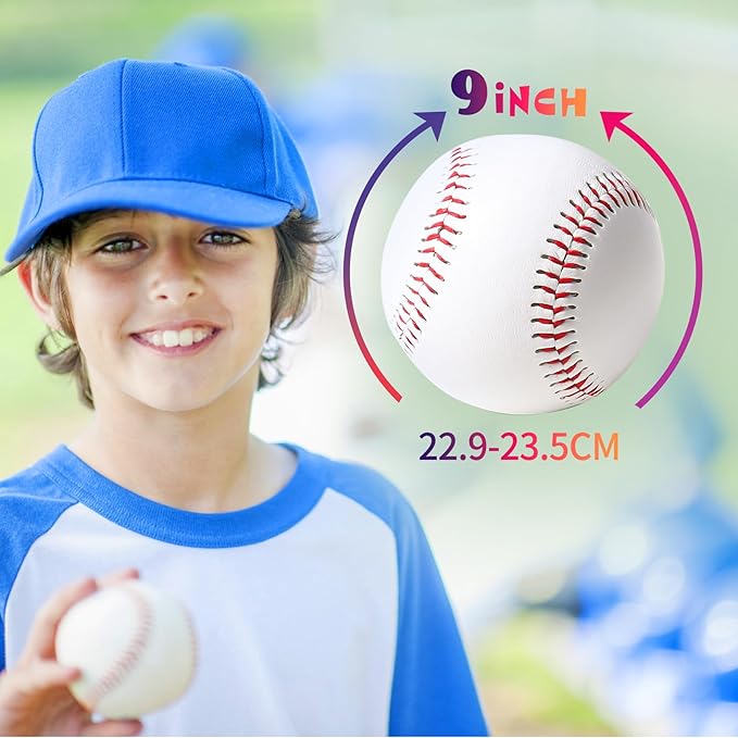 24 Pack Youth Baseballs - 9 Inch Faux Leather Practice Balls for Teen Training, Hitting, Pitching & Fielding Drills | Lightweight Unmarked Baseballs for Backyard & School Team Practice