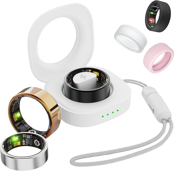 Smart Ring for Women Men, Health Fitness Tracker Rings, IP68 Waterproof, Long Lasting Batteries Sleep Ring with Charging Case and Protector, Remote Photography, No App Fees (Black, 10#)