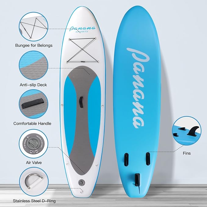 Panana Inflatable Stand Up Paddle Board, 10'x31 x6 SUP with Premium Paddle Board Accessories Kit, Anti-Slip EVA Deck for Adults Youth of All Skill Levels