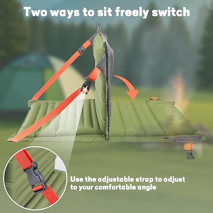 ONTYZZ Stadium Seats with Back Support Inflatable Portable Folding Comfort Seat Waterproof Cushion with Backrest for Sports Events Stadium and Camping