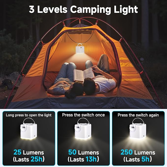 Portable Air Pump for Inflatables, 4.5kPa Mini Air Mattress Pump with Camping Light, 2400mAh Battery Rechargeable Air Pump for Pool Floats, Sleeping Pads, Swimming Ring, Vacuum Storage Bags