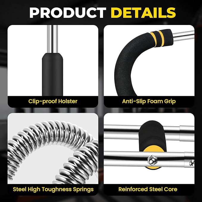 Twister Arm Trainer, Chest Workout Equipment for Men & Women Portable Spring Resistance Chest Exerciser Forearm Strengthener Bar Detachable for Home Fitness Equipment for Enhancing Upper Body Muscle