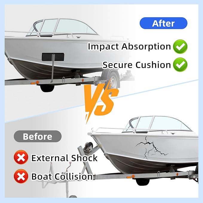2 Pack Boat Trailer Bunks, Carpeted Bunk Boards, Black Marine Soft Carpet with Full Protection, Boat Trailer Guides for Various Boats, 2" x 4" x 24"