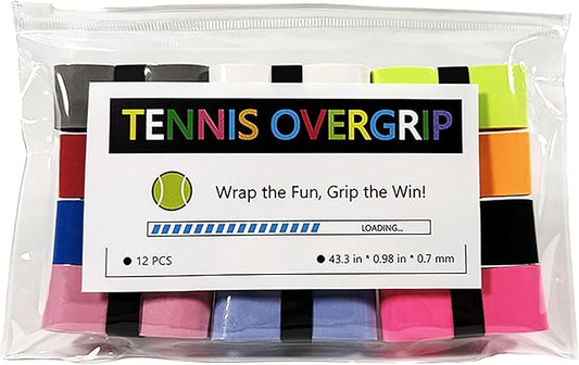 12 Pack Tennis Racket Grip Tape - Tennis Overgrip Grip Tape for Tennis Racquet - Multiple Colors Pickleball Overgrip Tape - Highly Comfortable Badminton Grip Tape