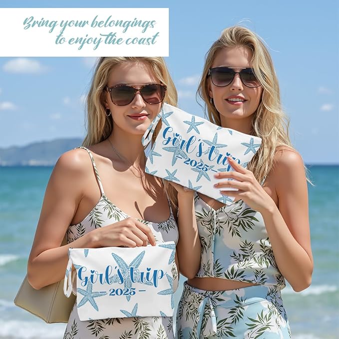 Fokongna 2PCS Girls Trip Gifts Favors Starfish Wet Bag Wet Dry Bag Beach Bag for Swimsuit Toiletry Bag Travel Essentials For Women, Beach Travel Gym Wet Dry Bag for Swimsuit Dirty Diaper Bag