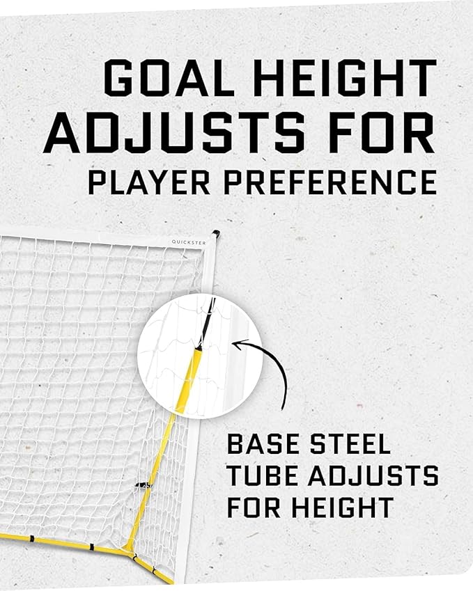 SKLZ Quickster Soccer Goal - Portable Goal for Backyard & Field - Durable Tension-Tite Frame & Heavy Gauge 2-Ply Net - Adjustable Click-Lock Poles, Metal Stakes - Carrying Case with Handle