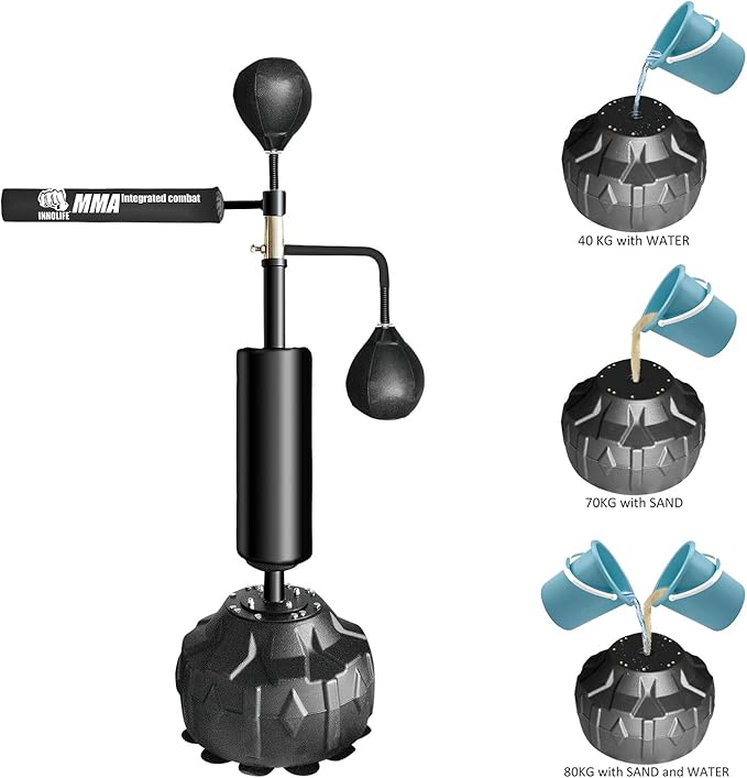 InnoLife MMA Boxing Speed Trainer Punching Spinning Bar with Dual Punch Head