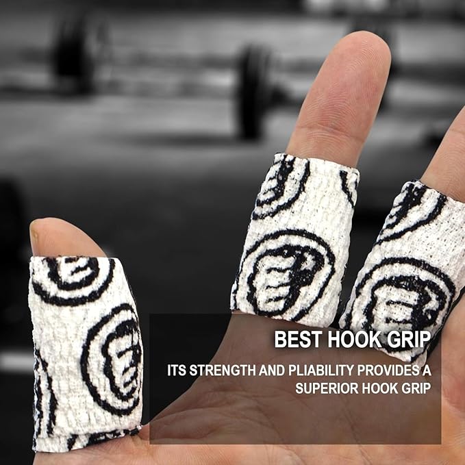 WOD Nation Flexible Hook-Grip Athletic Tape – Easy-Tear, Sweat-Proof Thumb & Finger Strips for Weightlifting
