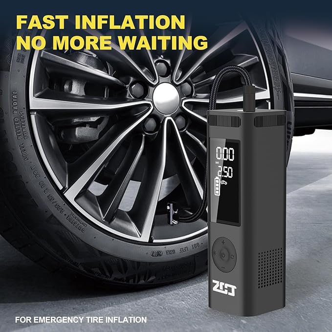Tire Inflator Portable Air Compressor, 150PSI Faster Cordless Air Pump with Auto Shut-Off Function for Car, Motorcycle, Bicycle, Balls with Digital Pressure Gauge, 6000mAh Battery, LED Light