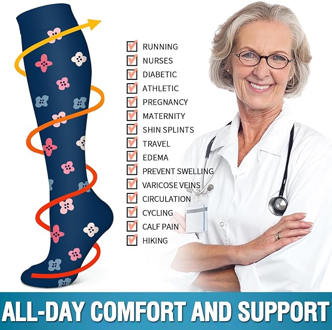 6 Pack Copper Compression Socks for Women and Men Circulation-Best Support for Medical, Running,Nursing,Athletic