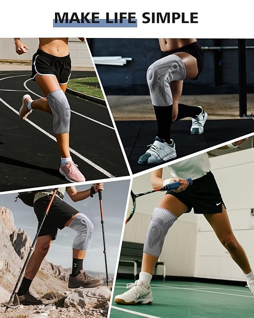 Knee Compression Sleeve, Knee Brace for Men & Women, Knee Support for Running, Basketball, Workout, Gym, Hiking, Sports, Gray, Small