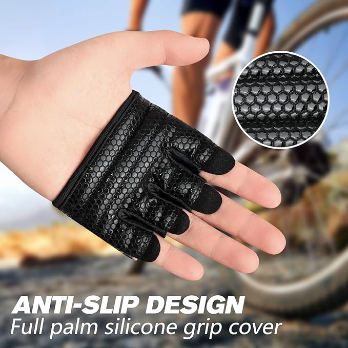 Minimal Workout Gloves,Short Micro Weight Lifting Gloves Grip Pads with Full Palm Protection & Extra Grip for Men Women Weightlifting,Gym,Cross Training,Powerlifting,WODs.