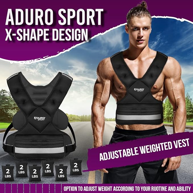 "Aduro Sport Adjustable Weighted Vest Workout Equipment, 4-10lbs/11-20lbs/20-32lbs/26-46lbs Body Weight Vest for Men, Women, Kids"
