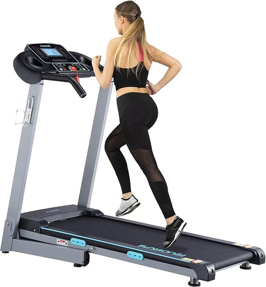Auto Incline Treadmill with 300 LBS Capacity, 17.5" Wide 3 HP Folding Electric Treadmill Max 8.5 MPH Speed, Running Machine with Bluetooth Speaker & LCD Display for Home Use