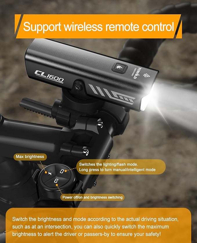 TOWILD Bike Lights for Night Riding,Compatible with Garmin/GoPro Mount,600 Lumen Bike Headlight,2000mAh Rechargeable Battery,Waterproof Bike Front Light for Commuter Cyclists-Fits All Bikes