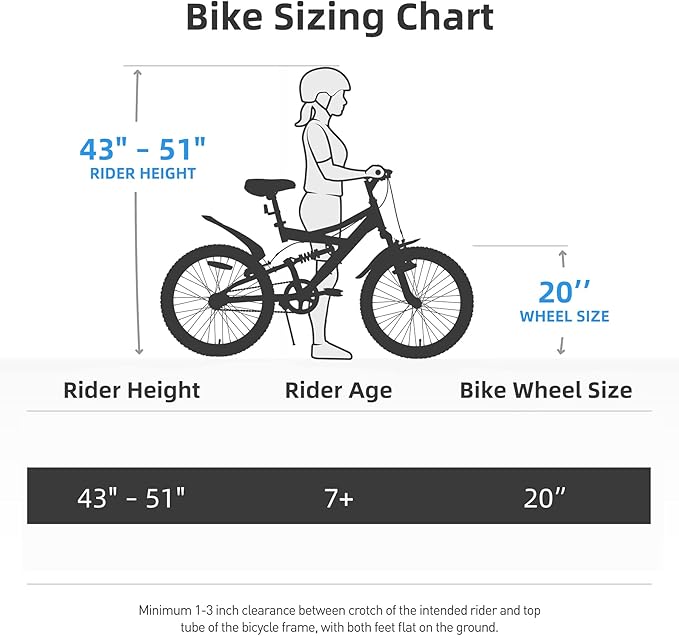 JOYSTAR 20 Inch Kids' Bike for Boys Girls Ages 7-13 Years Old, Dual-Suspension Kids Mountain Bike with Dual Handbrake & Kickstand, Multiple Colors