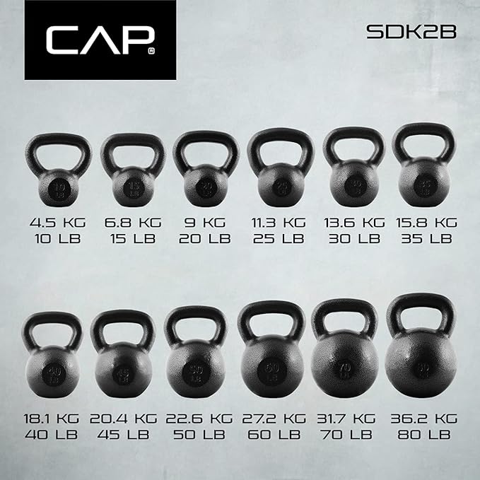 WF Athletic Supply Hammerstone Painted Cast Iron Kettlebells, Home & Gym Equipment, Great for Strength Training, Full Body Workout & Crossfit Training, Color & Size Options Available in 10-80 Pounds